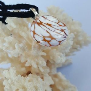 SOLD  "Milk and Honey" Fused Glass necklace